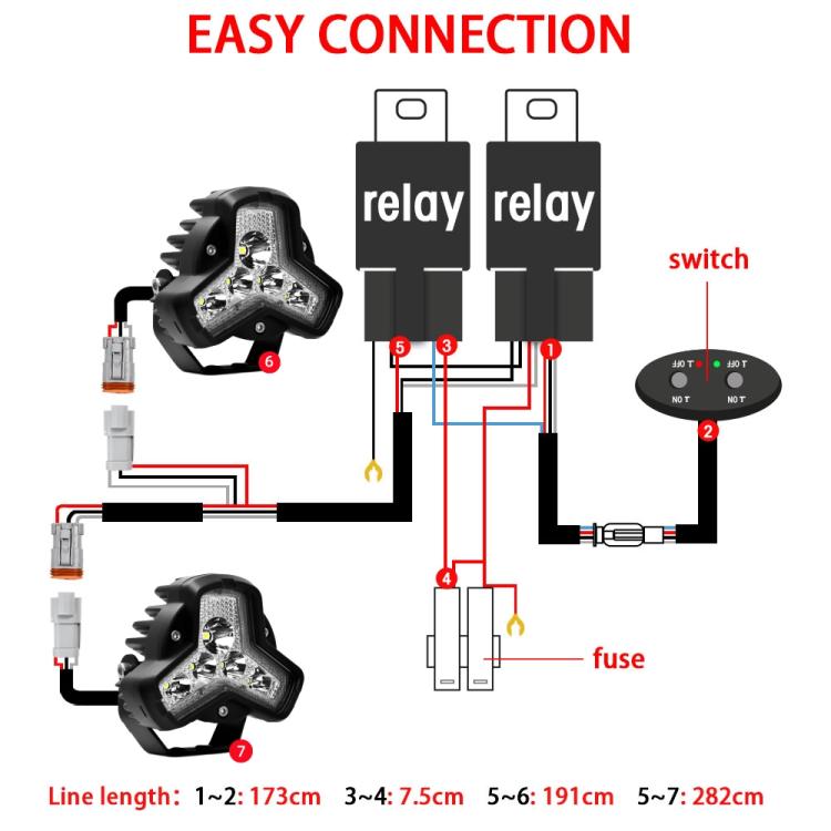 2pcs/Pack Car 80W High-power Matrix Triangle Cannon Work Light with Cable Set(Black) - Work Lights by buy2fix | Online Shopping UK | buy2fix