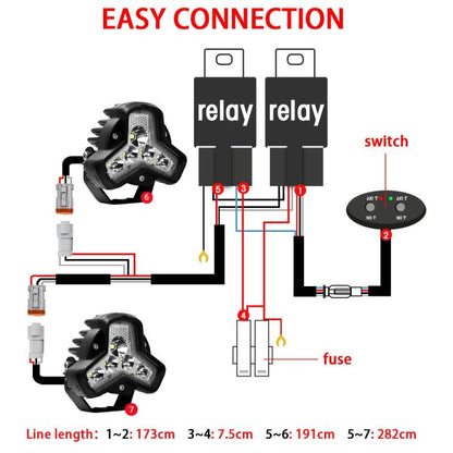 2pcs/Pack Car 80W High-power Matrix Triangle Cannon Work Light with Cable Set(Black) - Work Lights by buy2fix | Online Shopping UK | buy2fix