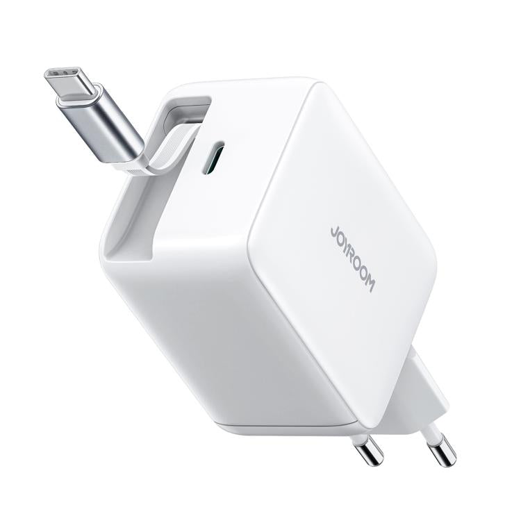 JOYROOM JR-TCL06 67W USB-C / Type-C Port GaN Fast Charger with Retractable Cable, EU Plug(White) - USB Charger by JOYROOM | Online Shopping UK | buy2fix