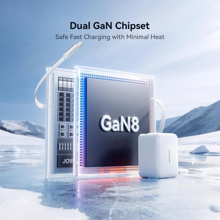 JOYROOM JR-TCL06 67W USB-C / Type-C Port GaN Fast Charger with Retractable Cable, EU Plug(White) - USB Charger by JOYROOM | Online Shopping UK | buy2fix