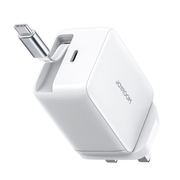JOYROOM JR-TCL06 67W USB-C / Type-C Port GaN Fast Charger with Retractable Cable, UK Plug(White) - USB Charger by JOYROOM | Online Shopping UK | buy2fix