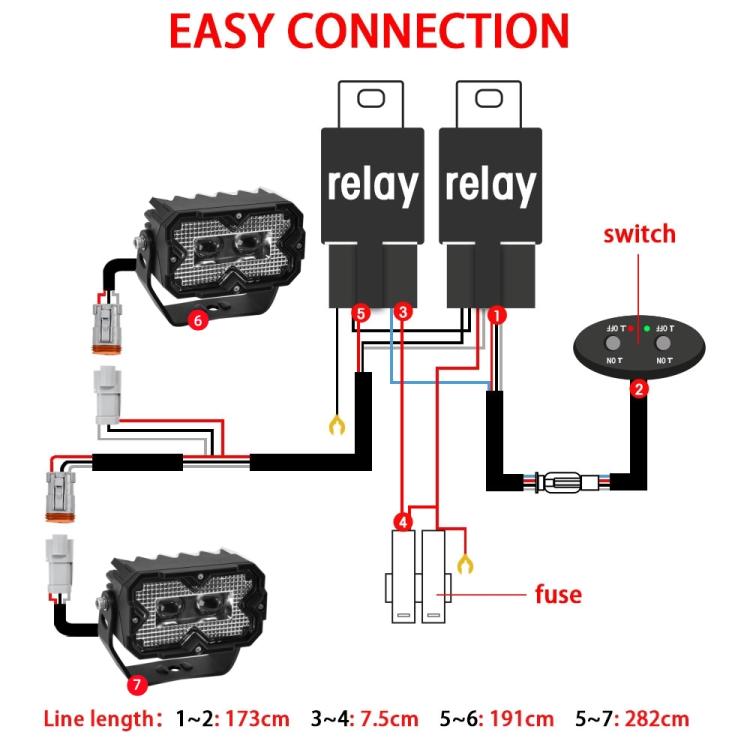 2pcs/Pack Car 70W High-power Matrix Eyes Work Light with Cable Set(Black) - Work Lights by buy2fix | Online Shopping UK | buy2fix