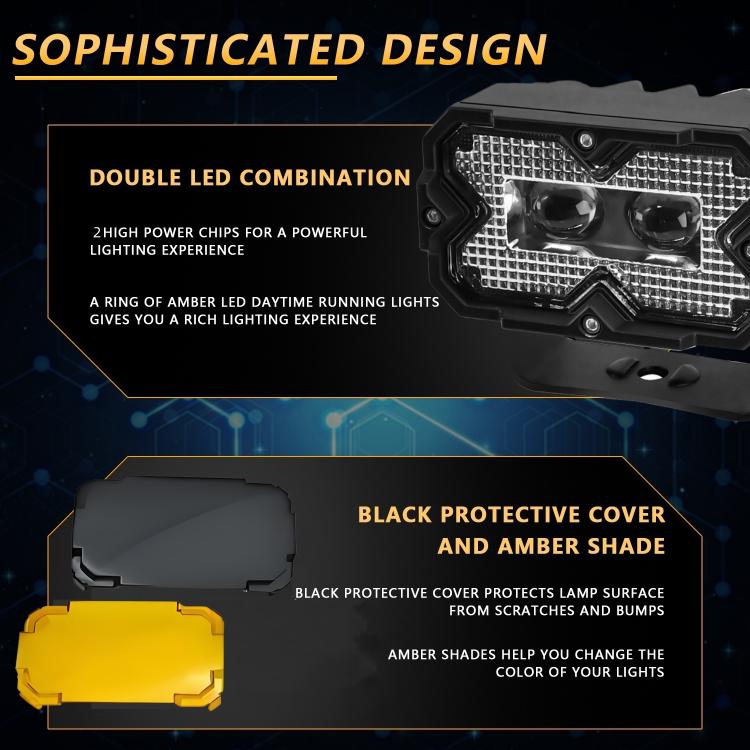 2pcs/Pack Car 70W High-power Matrix Eyes Work Light with Cable Set(Black) - Work Lights by buy2fix | Online Shopping UK | buy2fix