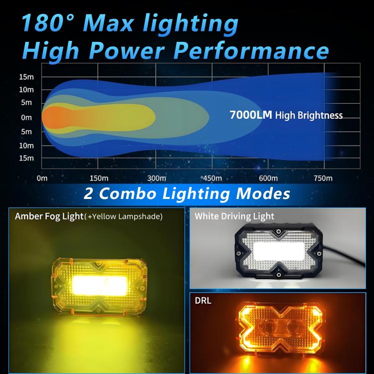 2pcs/Pack Car 70W High-power Matrix Eyes Work Light with Cable Set(Black) - Work Lights by buy2fix | Online Shopping UK | buy2fix