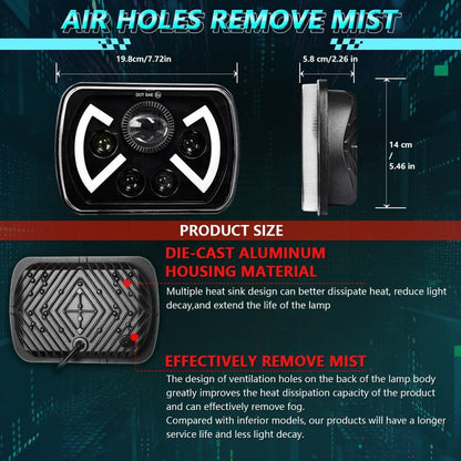 Y22 H4 7 inch Car Butterfly Style Square Modified Headlight for Jeep Wrangler(Black) - LED Headlamps by buy2fix | Online Shopping UK | buy2fix