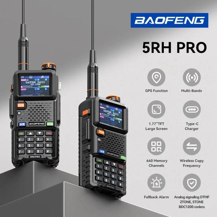 Baofeng 5RH PRO Handheld GPS/Beidou System Positioning Bluetooth Programmable Intercom, Plug:EU Plug - Handheld Walkie Talkie by BAOFENG | Online Shopping UK | buy2fix
