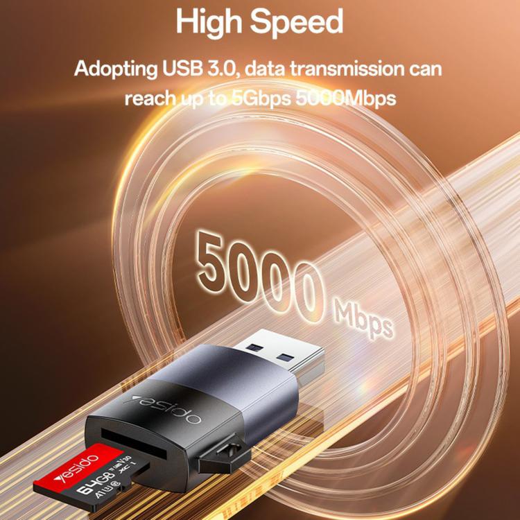 Yesido GS36 USB 3.0 TF Card Reader(Black) -  by Yesido | Online Shopping UK | buy2fix