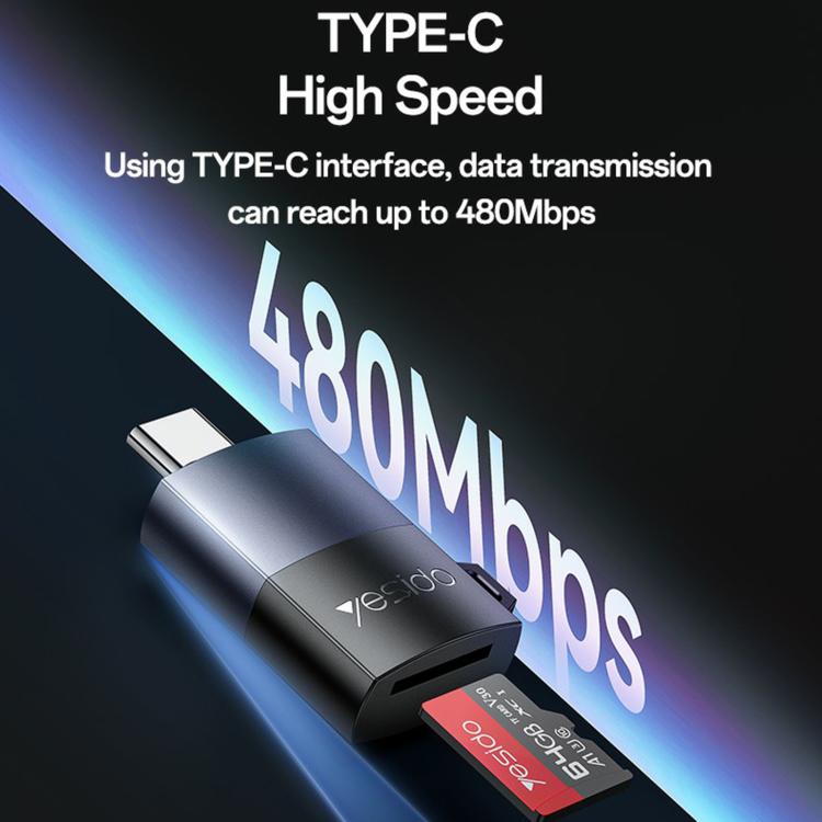 Yesido GS37 Type-C TF Card Reader(Black) - U Disk & Card Reader by Yesido | Online Shopping UK | buy2fix