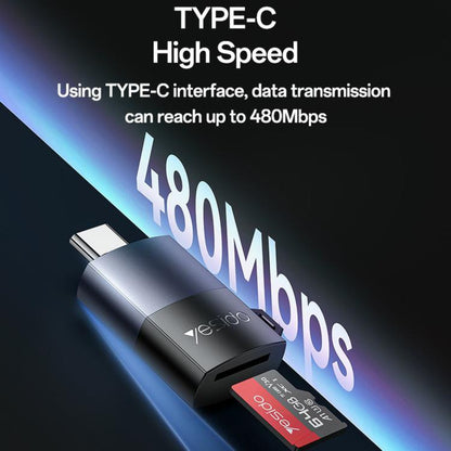 Yesido GS37 Type-C TF Card Reader(Black) - U Disk & Card Reader by Yesido | Online Shopping UK | buy2fix
