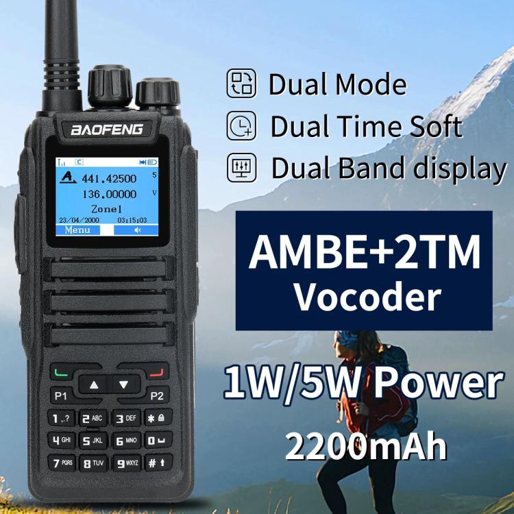 Baofeng DM-1701 1.77 inch Ccolor Screen DMR Direct Dual Capacity Standard Handheld Walkie Talkie, Plug:US Plug - Handheld Walkie Talkie by BAOFENG | Online Shopping UK | buy2fix