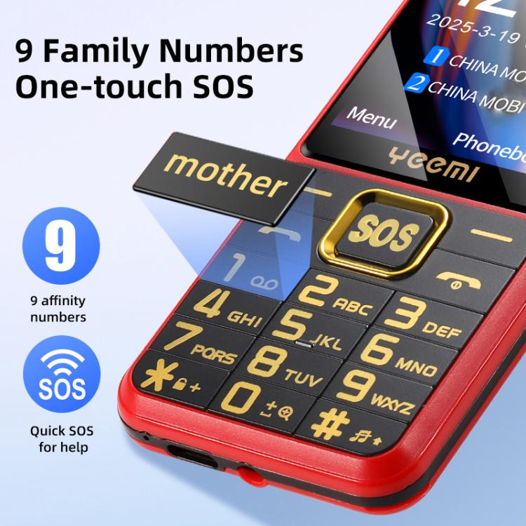 K3 2G Keypad Phone, 2.4 inch, LED Flashlight, Big Keyboard Big Fonts, SOS, Network: 2G, Dual SIM, Plug:US Plug(Red) - Others by buy2fix | Online Shopping UK | buy2fix