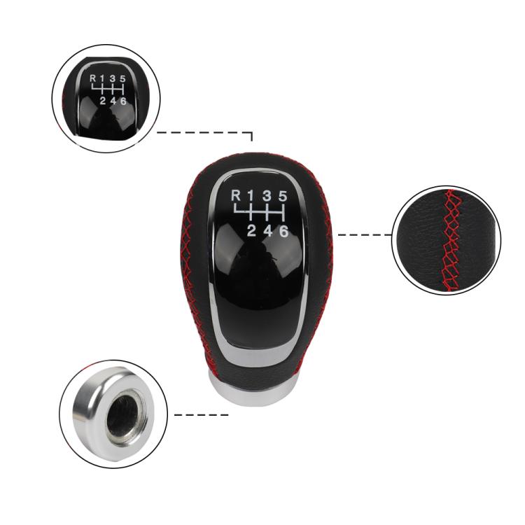 Car Manual Gear Lever Knob Leather Gear Shift Knob, with Hole(Black Red) - Shift Knob by buy2fix | Online Shopping UK | buy2fix