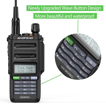 Baofeng UV-9R PRO Dot Matrix LCD Screen IP57 Waterproof Handheld Analog Walkie Talkie, Plug:EU Plug(Black) - Handheld Walkie Talkie by BAOFENG | Online Shopping UK | buy2fix