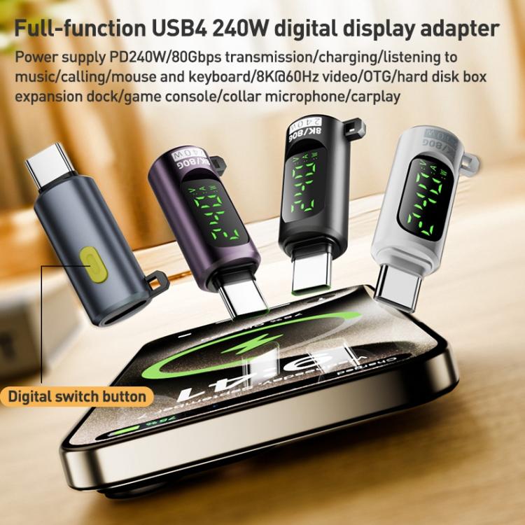 240W Type-C to Type-C Digital Display Adapter with Switch(Grey Purple) - OTG Adapter by buy2fix | Online Shopping UK | buy2fix
