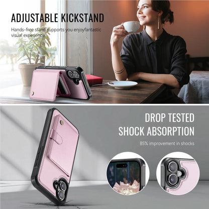 For iPhone 17 JEEHOOD J09 Buckle Card Bag MagSafe Magnetic Style RFID Leather Phone Case(Pink) - iPhone 17 Cases by JEEHOOD | Online Shopping UK | buy2fix
