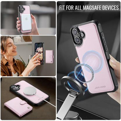 For iPhone 17 JEEHOOD J09 Buckle Card Bag MagSafe Magnetic Style RFID Leather Phone Case(Pink) - iPhone 17 Cases by JEEHOOD | Online Shopping UK | buy2fix