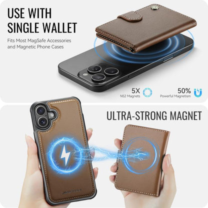 For iPhone 17 JEEHOOD J09 Buckle Card Bag MagSafe Magnetic Style RFID Leather Phone Case(Brown) - iPhone 17 Cases by JEEHOOD | Online Shopping UK | buy2fix