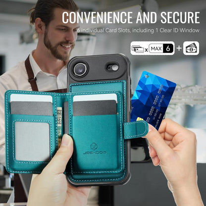 For iPhone Air JEEHOOD J09 Buckle Card Bag MagSafe Magnetic Style RFID Leather Phone Case(Green) - iPhone Air Cases by JEEHOOD | Online Shopping UK | buy2fix