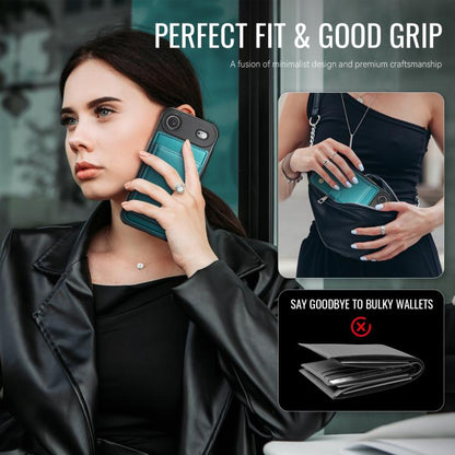 For iPhone Air JEEHOOD J09 Buckle Card Bag MagSafe Magnetic Style RFID Leather Phone Case(Green) - iPhone Air Cases by JEEHOOD | Online Shopping UK | buy2fix