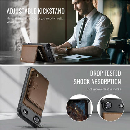 For iPhone Air JEEHOOD J09 Buckle Card Bag MagSafe Magnetic Style RFID Leather Phone Case(Brown) - iPhone Air Cases by JEEHOOD | Online Shopping UK | buy2fix