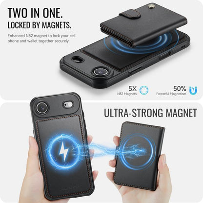 For iPhone Air JEEHOOD J09 Buckle Card Bag MagSafe Magnetic Style RFID Leather Phone Case(Black) - iPhone Air Cases by JEEHOOD | Online Shopping UK | buy2fix