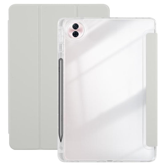 For Honor Pad 10 12.1 3-Fold Clear Acrylic Leather Tablet Case(Grey)