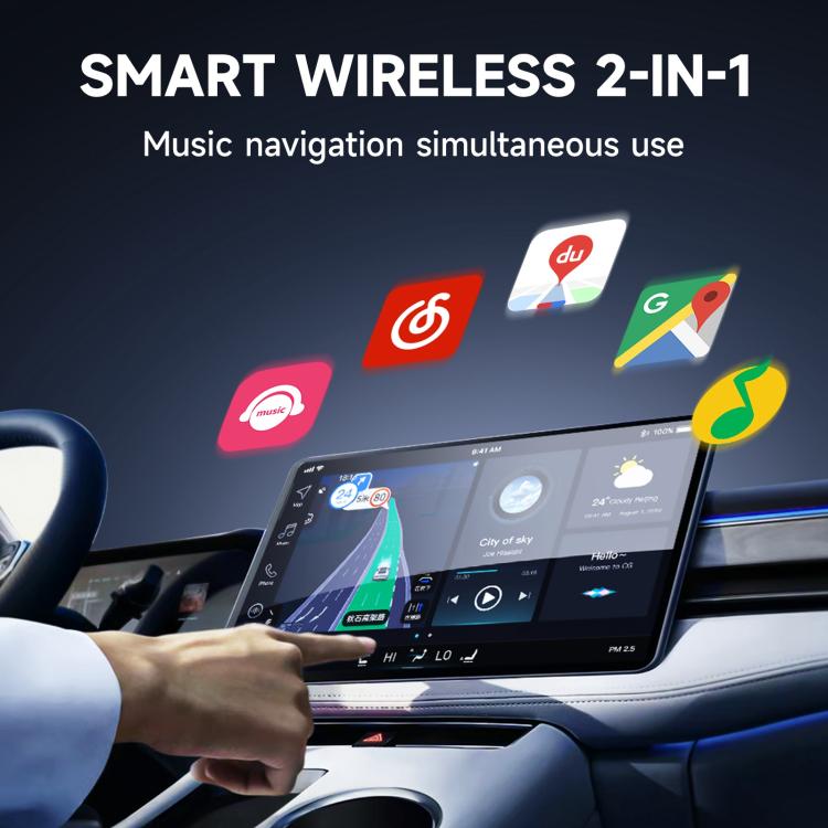2 in 1 Car CarPlay and Android Auto Wired to Wireless Smart Box Adapter Mini USB Converter(Black) - Bluetooth Adapters by buy2fix | Online Shopping UK | buy2fix