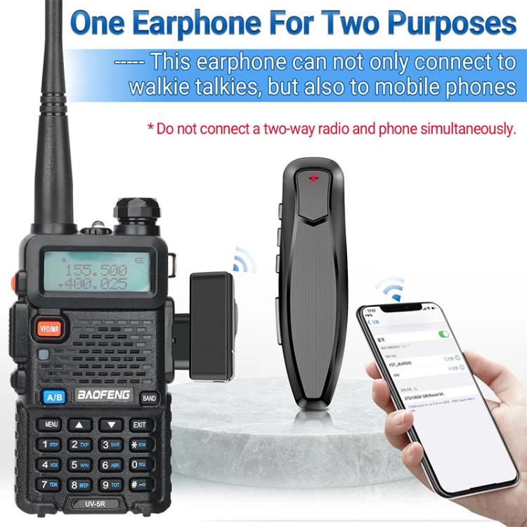 Walkie-talkie Bluetooth Wireless Earphone for Baofeng UV5R 888S / Quansheng UV K5 / K6(Black) - Microphones & Headsets by buy2fix | Online Shopping UK | buy2fix