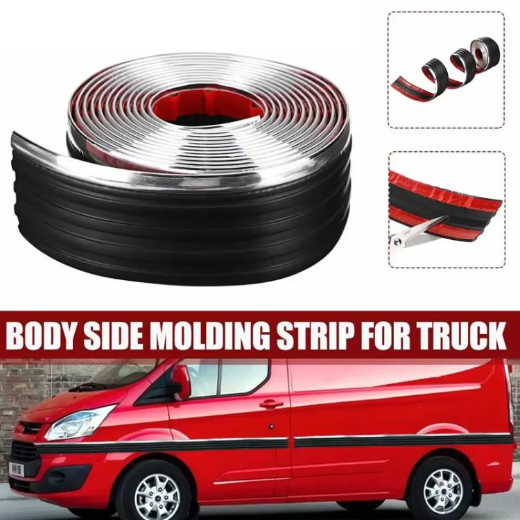 Car Thickened Self-adhesive Side Anti-collision Strip(Black Silver Edge) - Anti Collision Sticker by buy2fix | Online Shopping UK | buy2fix