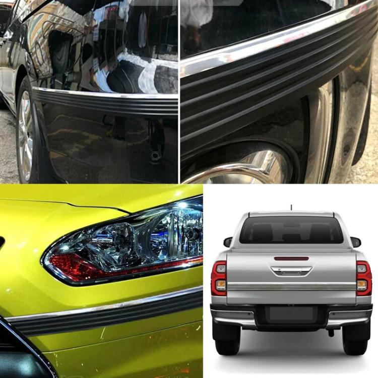 Car Thickened Self-adhesive Side Anti-collision Strip(Black Silver Edge) - Anti Collision Sticker by buy2fix | Online Shopping UK | buy2fix