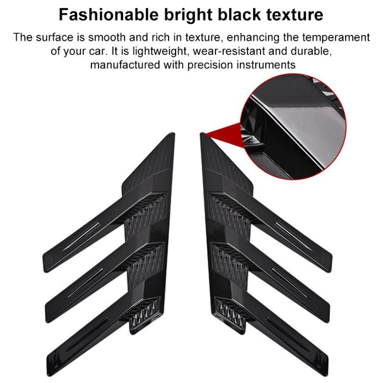 1 Pair Car Rear Windshield Air Cent Shark Fin Decorative Sticker, Bright Black - Decorative Sticker by buy2fix | Online Shopping UK | buy2fix