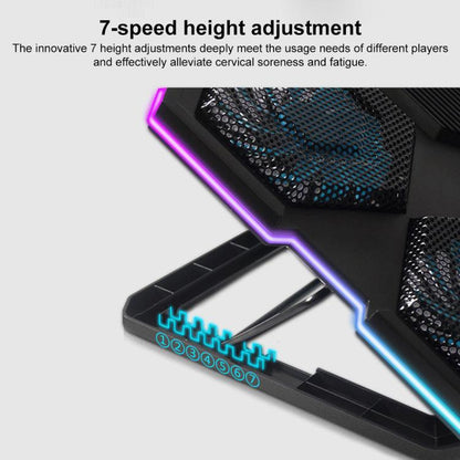 NUOXI YL-021 6-Fans RGB Light Laptop Radiator Adjustable Cooling Holder(Black) - Cooling Pads by NUOXI | Online Shopping UK | buy2fix