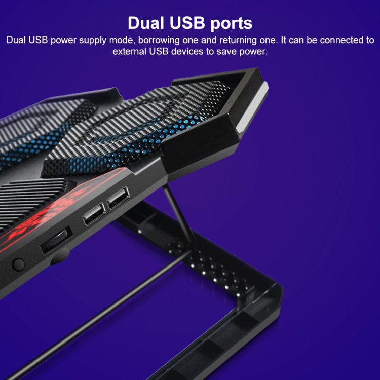 NUOXI YL-021 6-Fans RGB Light Laptop Radiator Adjustable Cooling Holder(Black) - Cooling Pads by NUOXI | Online Shopping UK | buy2fix