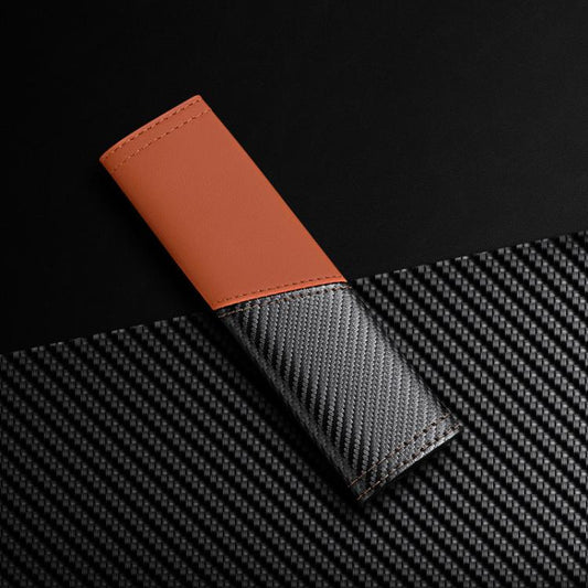 Car Leather Carbon Fiber Stitching Seat Belt Shoulder Guard(Orange) - Seat Belts & Padding by buy2fix | Online Shopping UK | buy2fix
