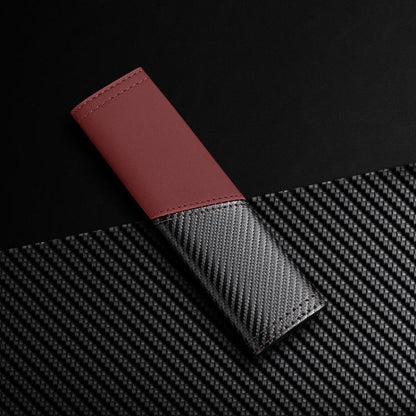 Car Leather Carbon Fiber Stitching Seat Belt Shoulder Guard(Red) - Seat Belts & Padding by buy2fix | Online Shopping UK | buy2fix