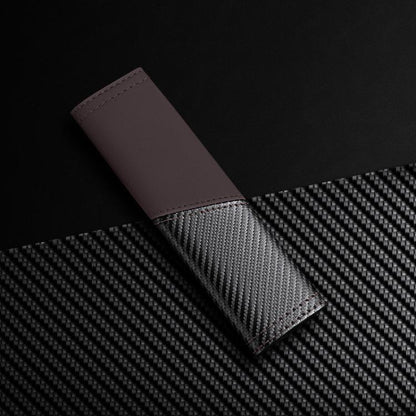 Car Leather Carbon Fiber Stitching Seat Belt Shoulder Guard(Brown) - Seat Belts & Padding by buy2fix | Online Shopping UK | buy2fix