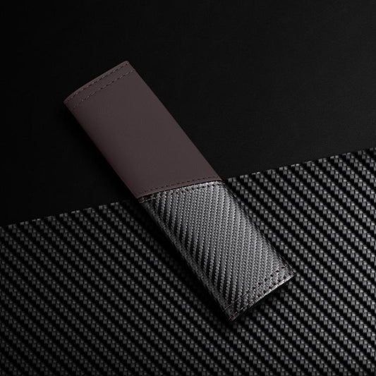 Car Leather Carbon Fiber Stitching Seat Belt Shoulder Guard(Brown) - Seat Belts & Padding by buy2fix | Online Shopping UK | buy2fix