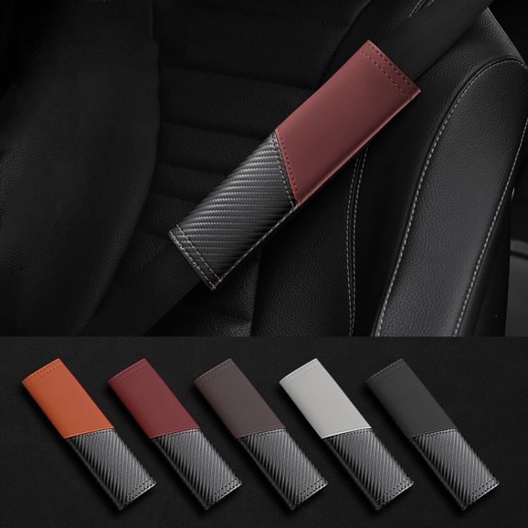 Car Leather Carbon Fiber Stitching Seat Belt Shoulder Guard(Black) - Seat Belts & Padding by buy2fix | Online Shopping UK | buy2fix