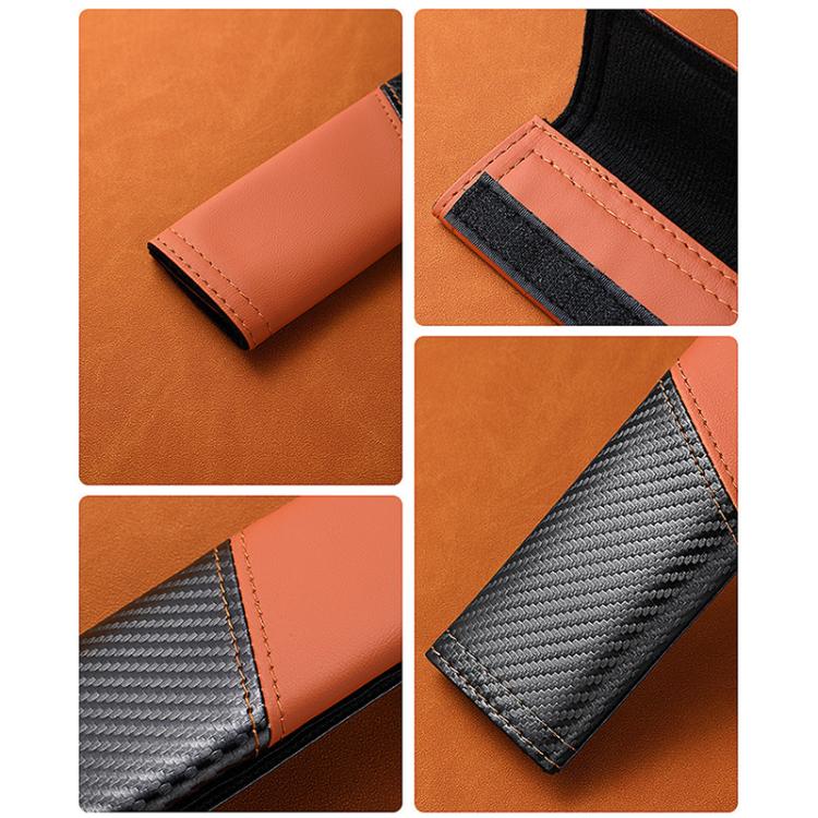 Car Leather Carbon Fiber Stitching Seat Belt Shoulder Guard(Red) - Seat Belts & Padding by buy2fix | Online Shopping UK | buy2fix
