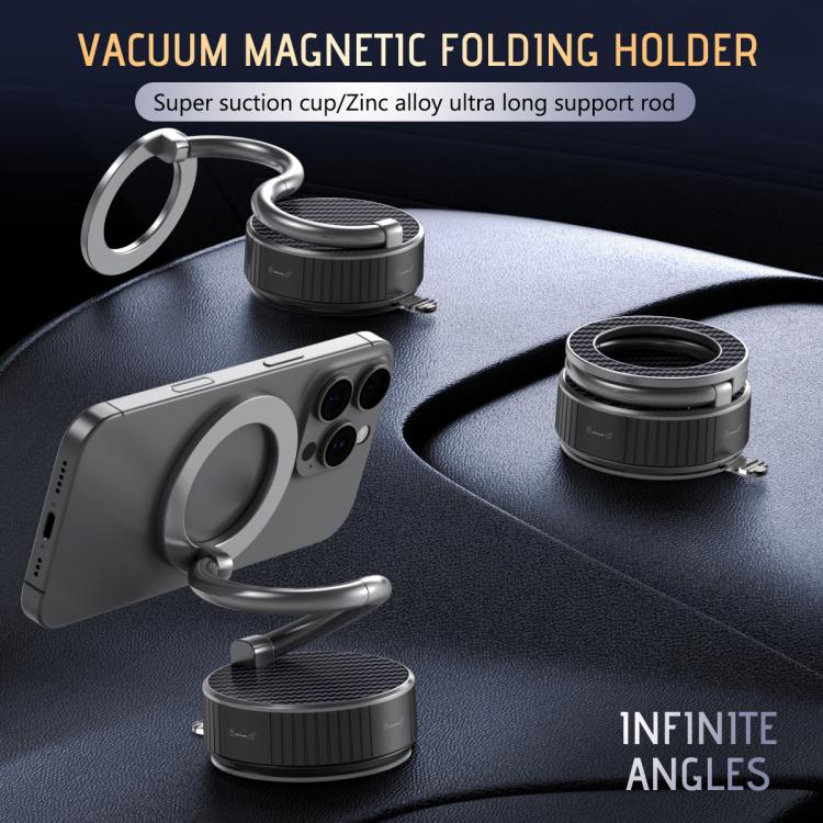 H3 Folding Vacuum Adsorption Magnetic Car Phone Holder(Silver Grey) - Universal Car Holders by buy2fix | Online Shopping UK | buy2fix