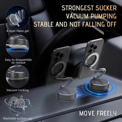 H3 Folding Vacuum Adsorption Magnetic Car Phone Holder(Silver Grey) - Universal Car Holders by buy2fix | Online Shopping UK | buy2fix