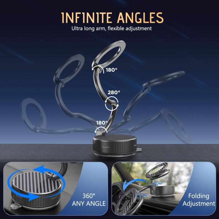 H3 Folding Vacuum Adsorption Magnetic Car Phone Holder(Silver Grey) - Universal Car Holders by buy2fix | Online Shopping UK | buy2fix