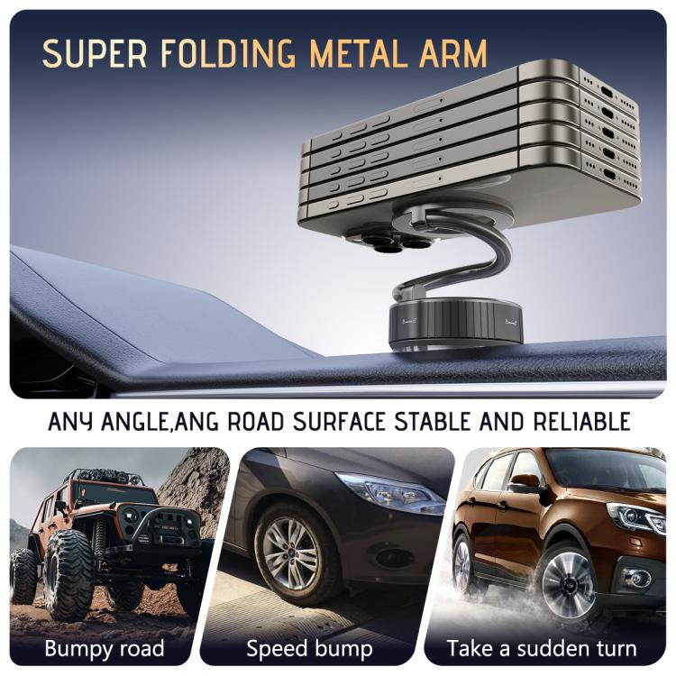 H3 Folding Vacuum Adsorption Magnetic Car Phone Holder(Silver Grey) - Universal Car Holders by buy2fix | Online Shopping UK | buy2fix