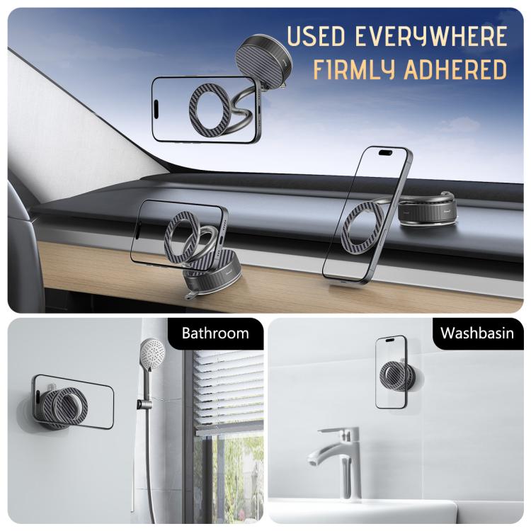 H3 Folding Vacuum Adsorption Magnetic Car Phone Holder(Silver Grey) - Universal Car Holders by buy2fix | Online Shopping UK | buy2fix