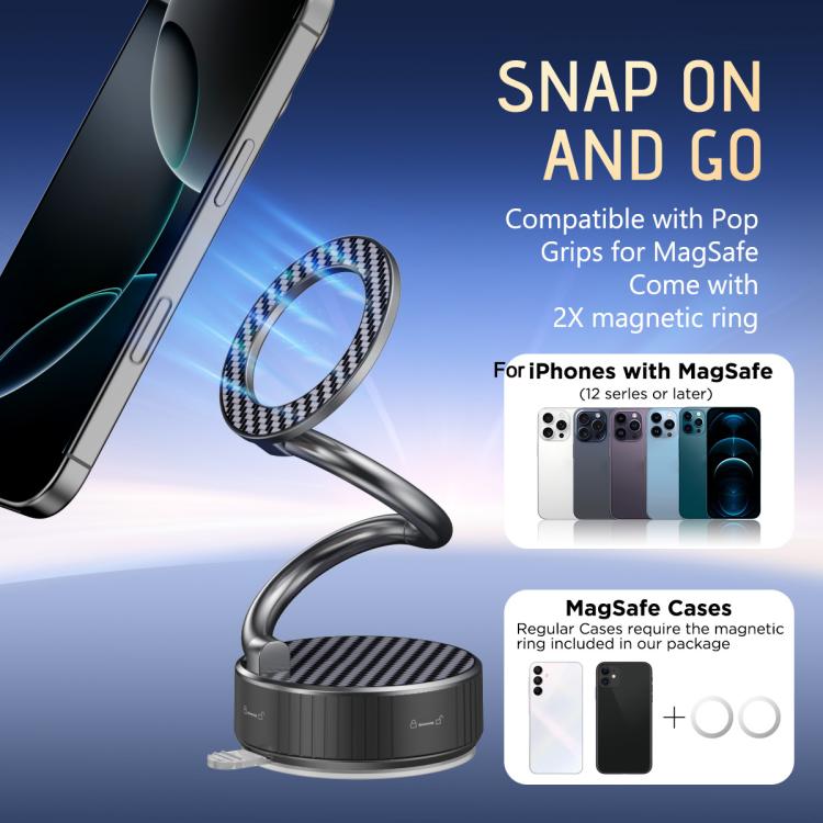 H3 Folding Vacuum Adsorption Magnetic Car Phone Holder(Silver Grey) - Universal Car Holders by buy2fix | Online Shopping UK | buy2fix