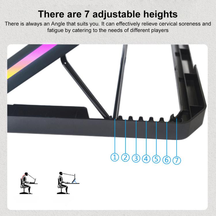 NUOXI YL-018 5-Core Fans Ultra-quiet Laptop Cooler RGB Light Cooling Holder(Black) - Cooling Pads by NUOXI | Online Shopping UK | buy2fix