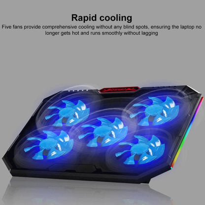 NUOXI YL-018 5-Core Fans Ultra-quiet Laptop Cooler RGB Light Cooling Holder(Black) - Cooling Pads by NUOXI | Online Shopping UK | buy2fix