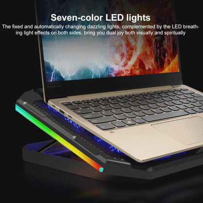 NUOXI YL-018 5-Core Fans Ultra-quiet Laptop Cooler RGB Light Cooling Holder(Black) - Cooling Pads by NUOXI | Online Shopping UK | buy2fix