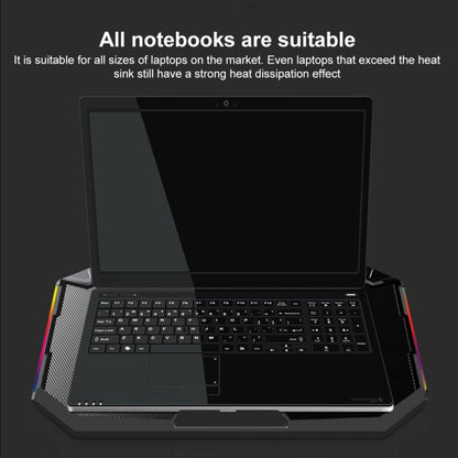 NUOXI YL-018 5-Core Fans Ultra-quiet Laptop Cooler RGB Light Cooling Holder(Black) - Cooling Pads by NUOXI | Online Shopping UK | buy2fix