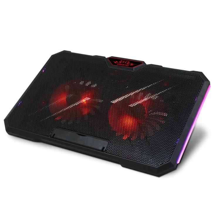 NUOXI YL-019 RGB Light Dual Turbine Silent Laptop Cooler Cooling Holder(Black) - Cooling Pads by NUOXI | Online Shopping UK | buy2fix